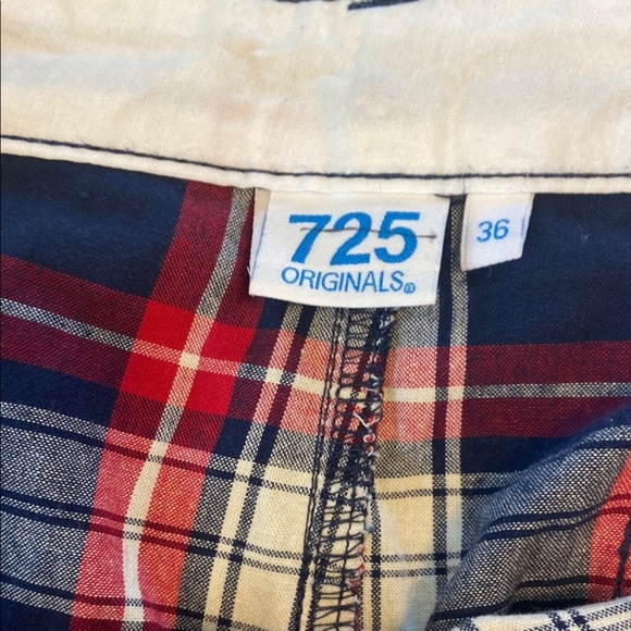 725 Originals Men's Plaid Shorts - Red and Blue, and White - Picture 3 of 3